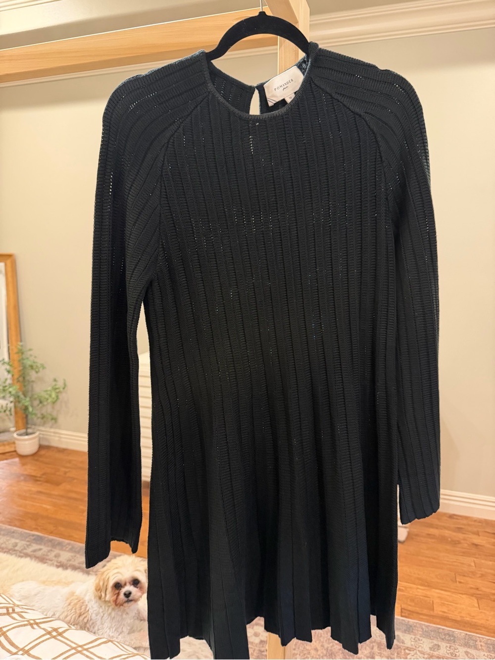 Tuckernuck Pomander Place black knit fit and flare dress - heavy knit fabric